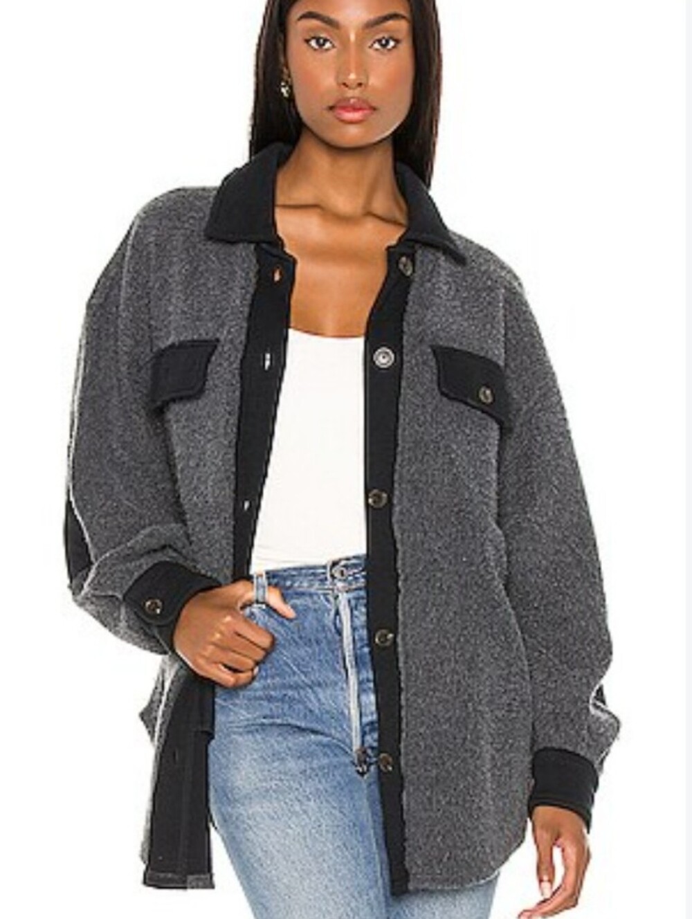 Free People The Ruby Jacket Long-Sleeve Oversized Button Up Casual Size Small